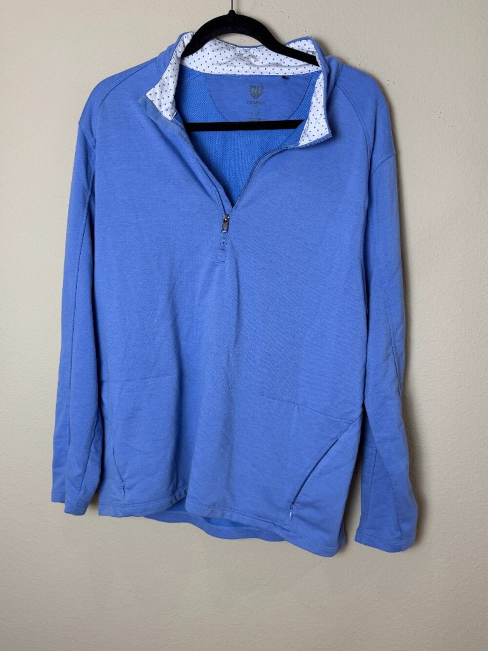 Graham Athleisure Blue Long Sleeve Quarter Zip Pullover Sweater JacketSize Large